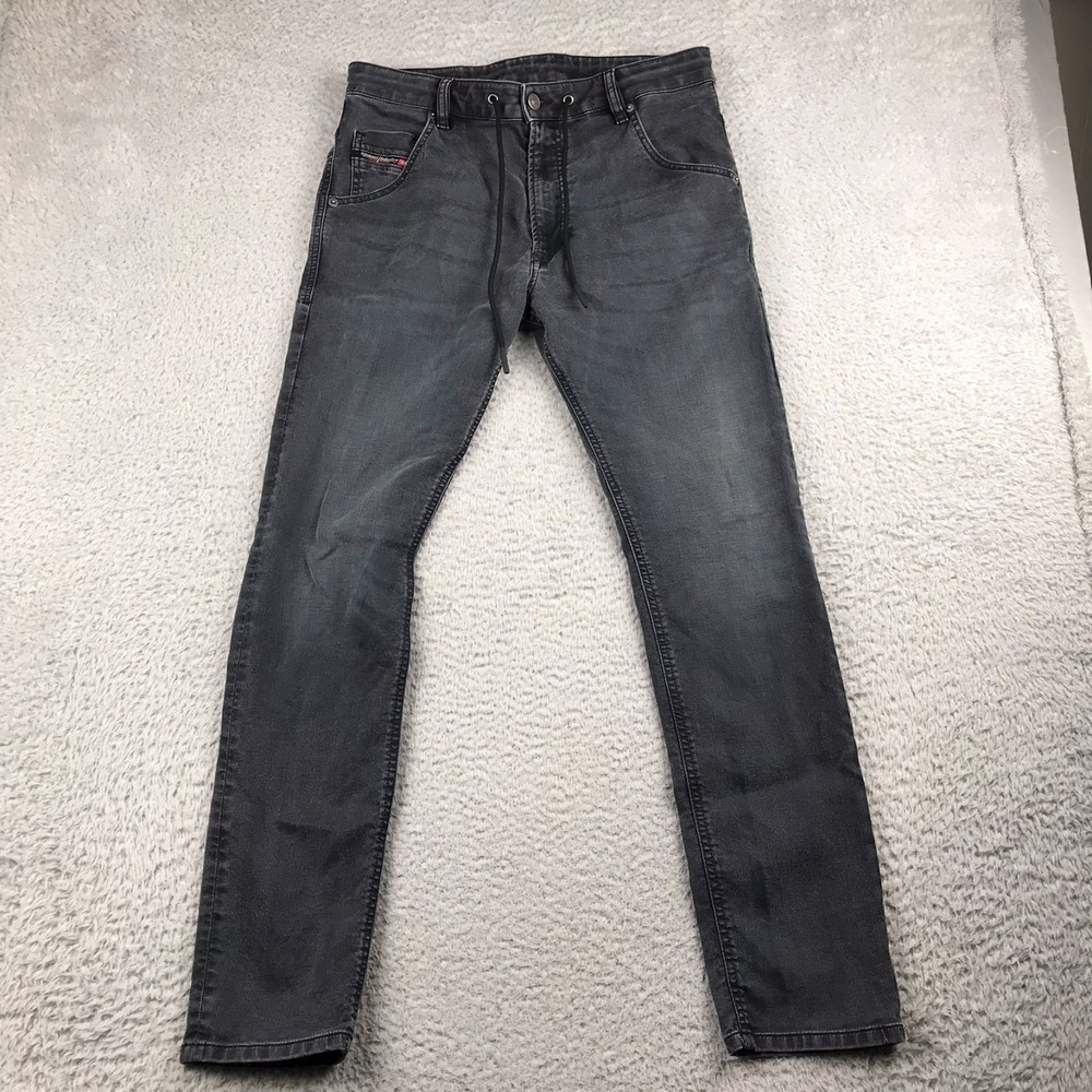 Diesel Krooley-Y-NE JoggJeans Mens 32‎ (33x30)Fade Black Denim Drawstring Jogger